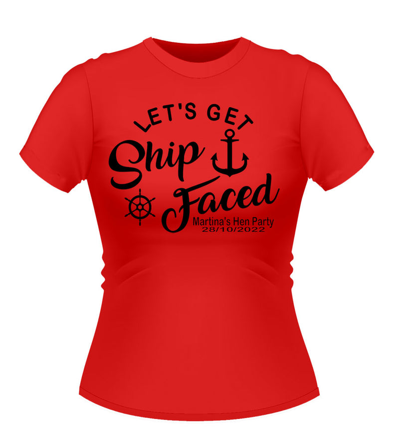Fun Sailor 'ship Faced' Personalised Hen Party T-Shirt