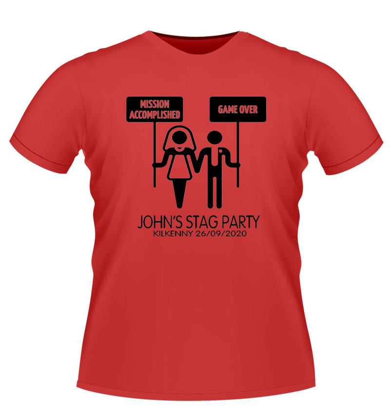 'Game Over' Funny Personalised Stag Party Tshirt