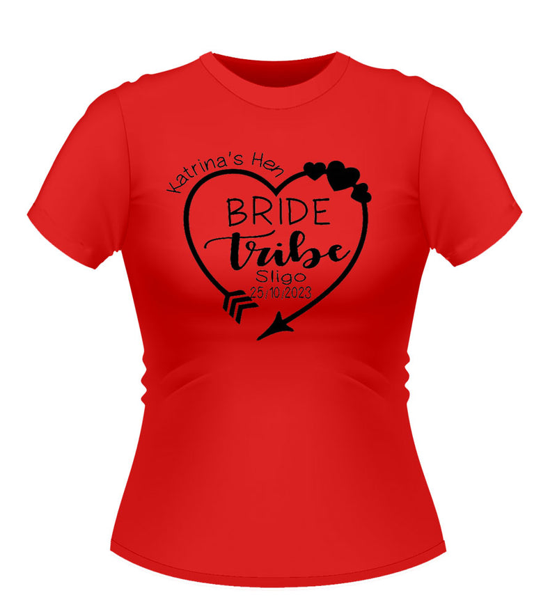 Personalised Bride Tribe Heart Hen Party Tshirt