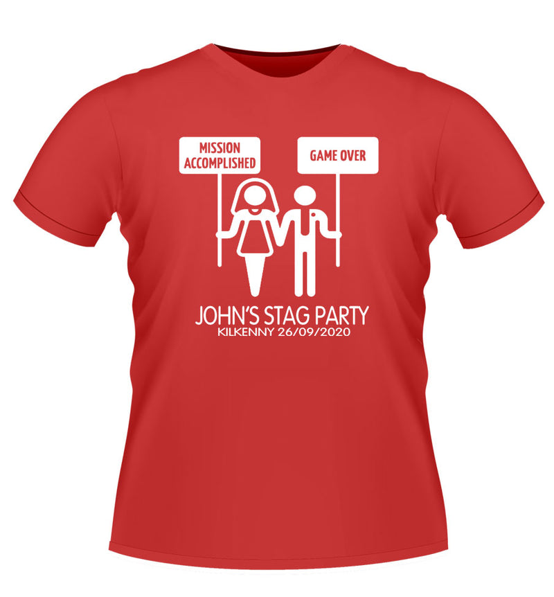 'Game Over' Funny Personalised Stag Party Tshirt