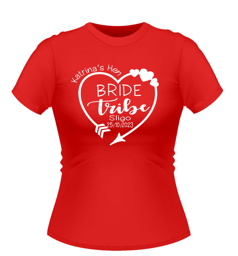 Personalised Bride Tribe Heart Hen Party Tshirt