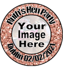 Personalised Rose Gold Sparkle Hen Party Badge with Pic
