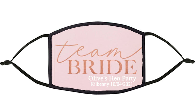 Team Bride Personalised hen Party Re-Usable Face Mask