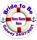 Personalised 'Brides' Sailor Theme Hen Party Badge