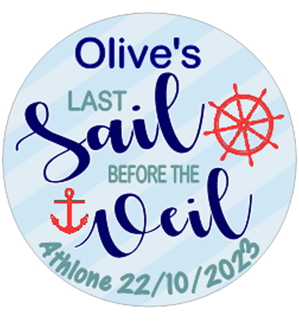 Personalised sailor Theme Hen Party Badge