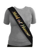 Sash Maid Of Honour Black Sash with SILVER Text