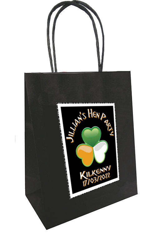 Personalised hen party gift bag shamrock design