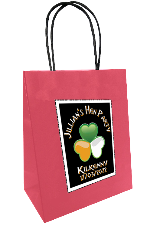 Personalised hen party gift bag shamrock design