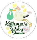 Baby Shower Personalised Badge Stork Design Green