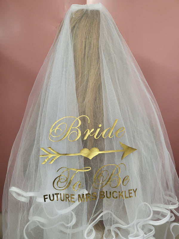 Personalized Bride To Be Veil for Bachelorette Hen Party, Your