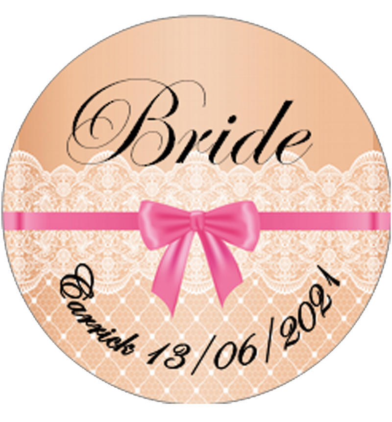 Personalised Vintage Lace Design BRIDE Badge