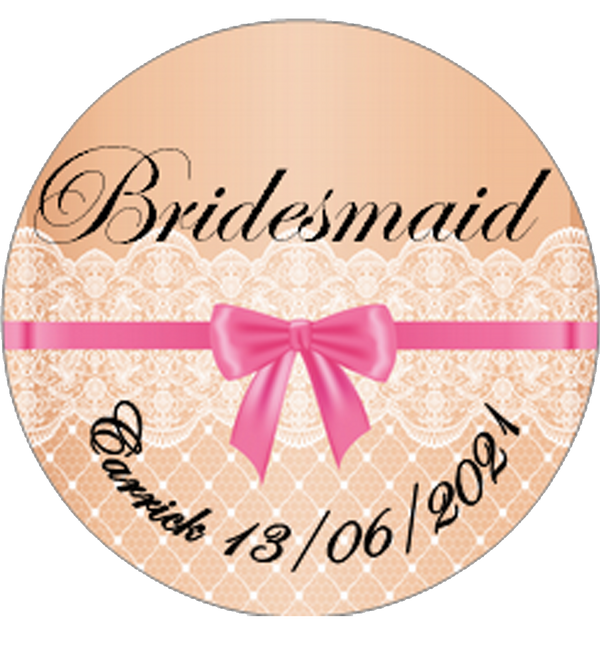 Personalised vintage Lace Design BRIDESMAID badge