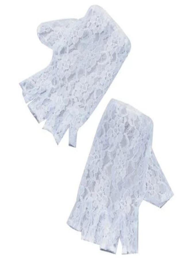 White short Lace fingerless gloves
