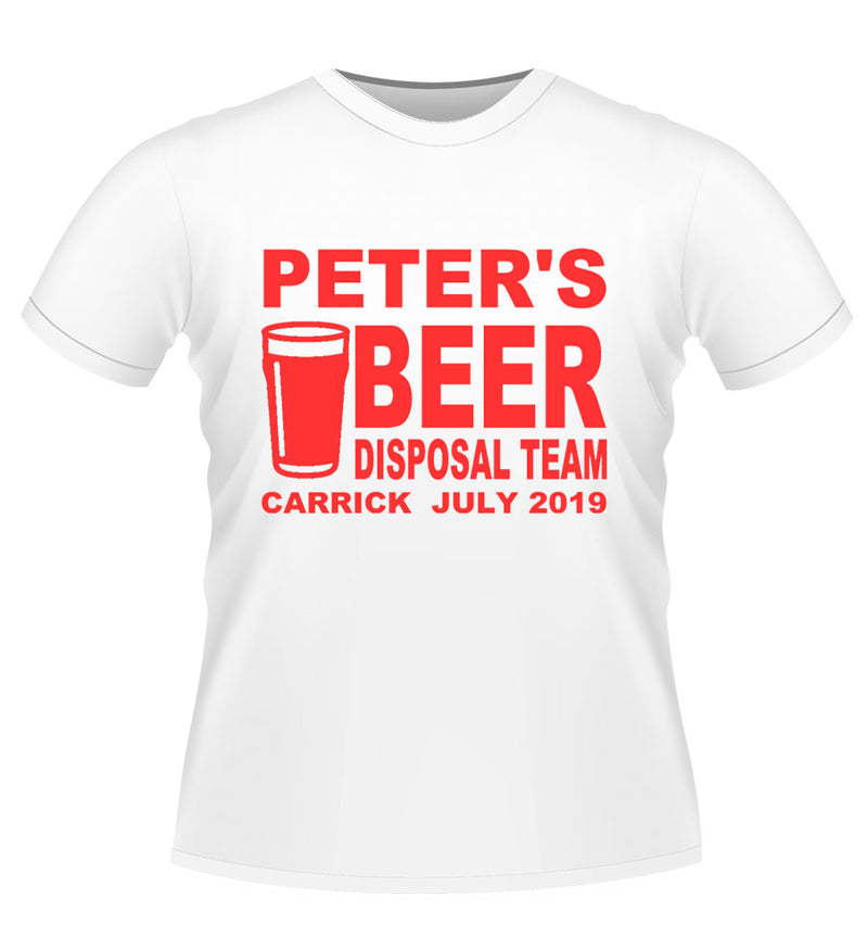 'BEER DISPOSAL TEAM' Personalised Stag Party TShirt