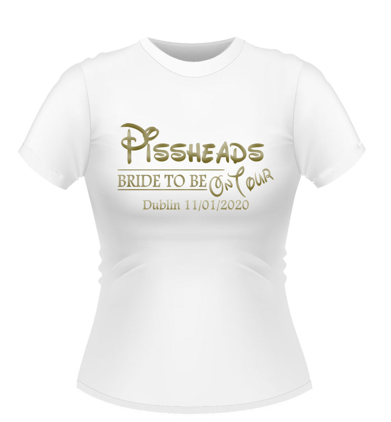 Bride To Be 'Pissheads' Design Hen Party Tshirt