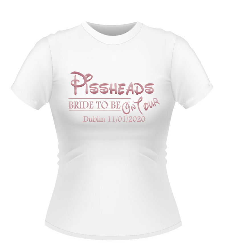 Bride To Be 'Pissheads' Design Hen Party Tshirt