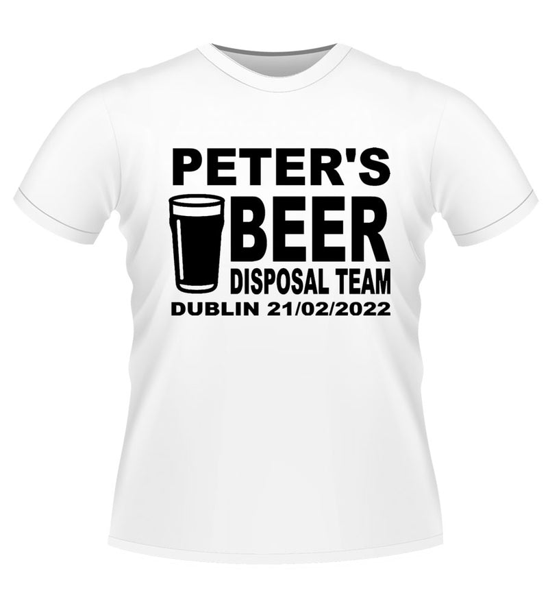 'BEER DISPOSAL TEAM' Personalised Stag Party TShirt