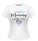 Baby shower 'Pink or Blue' Design Female Tshirts