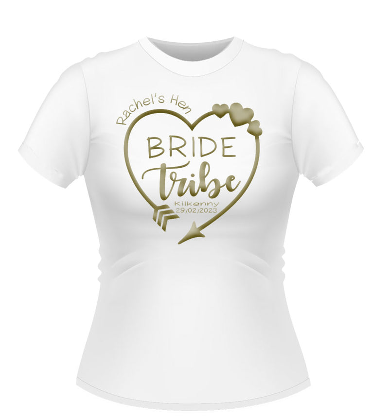 Personalised Bride Tribe Heart Hen Party Tshirt