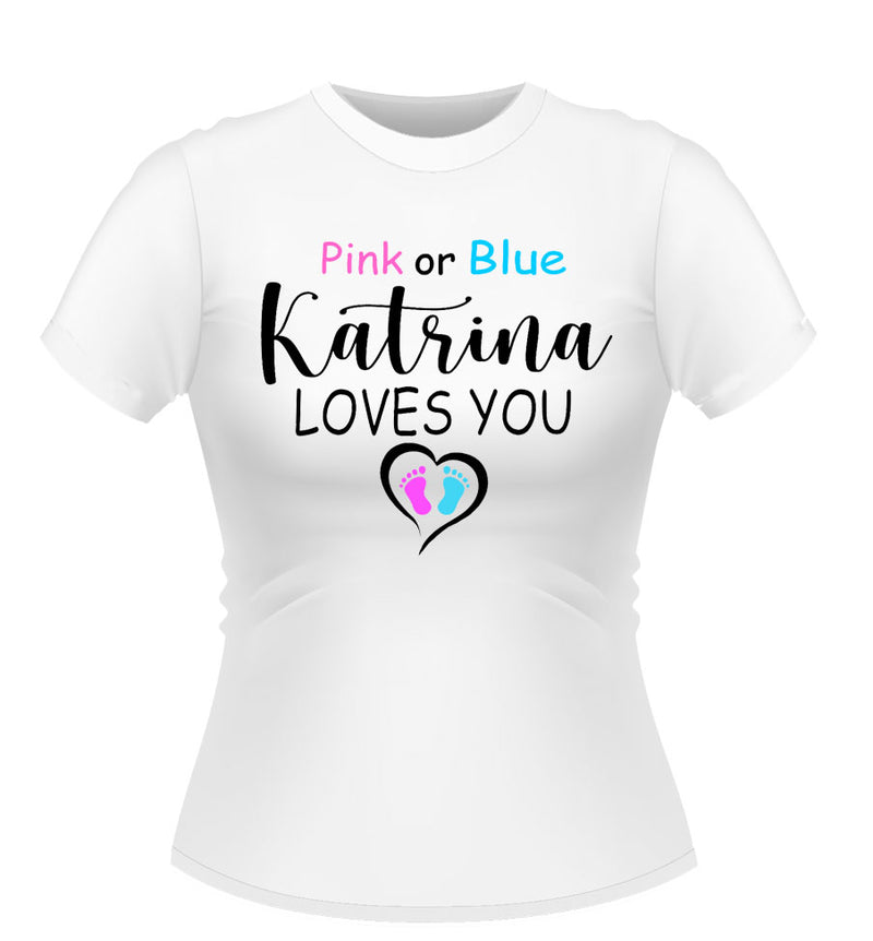 Baby shower 'Pink or Blue' Design Female Tshirts