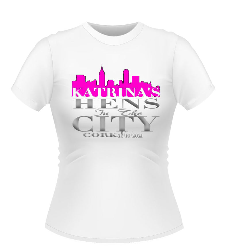HENS IN THE CITY Personalised Hen Party t-shirt