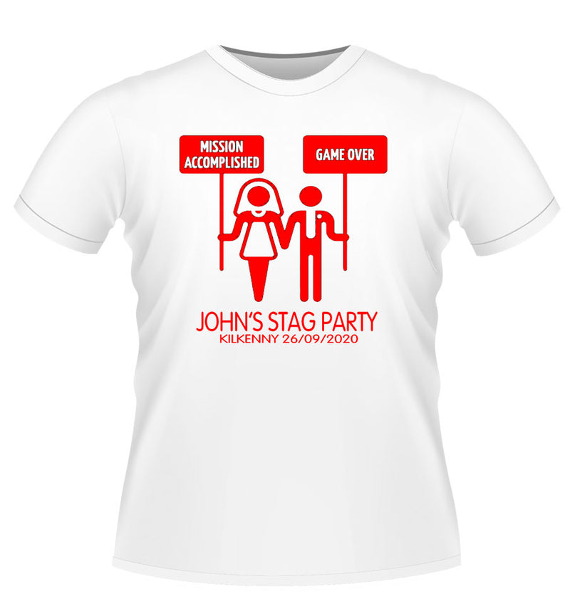 'Game Over' Funny Personalised Stag Party Tshirt