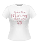 Baby shower 'Pink or Blue' Design Female Tshirts