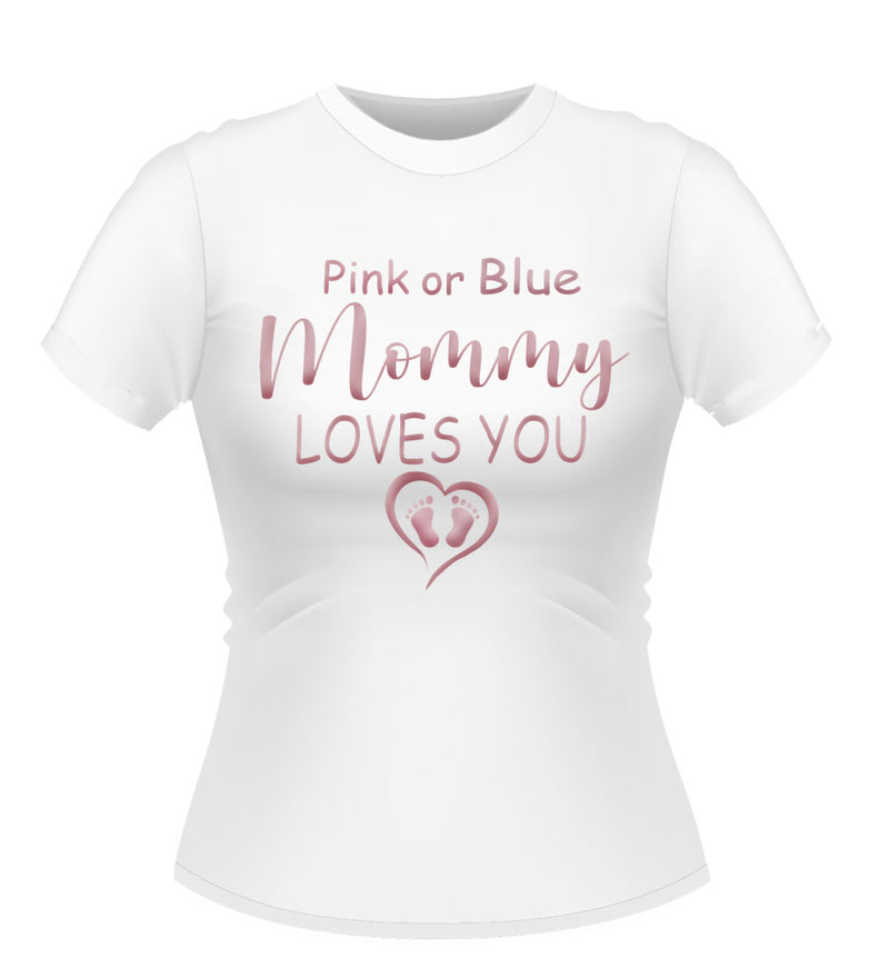 Baby shower 'Pink or Blue' Design Female Tshirts