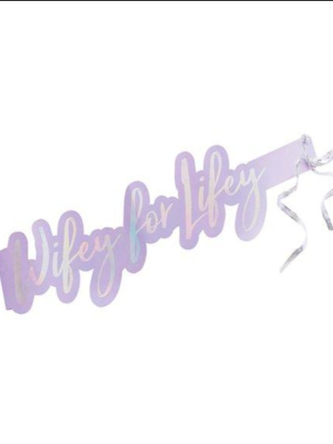 Wifey For Lifey Iridescent Lilac Sash