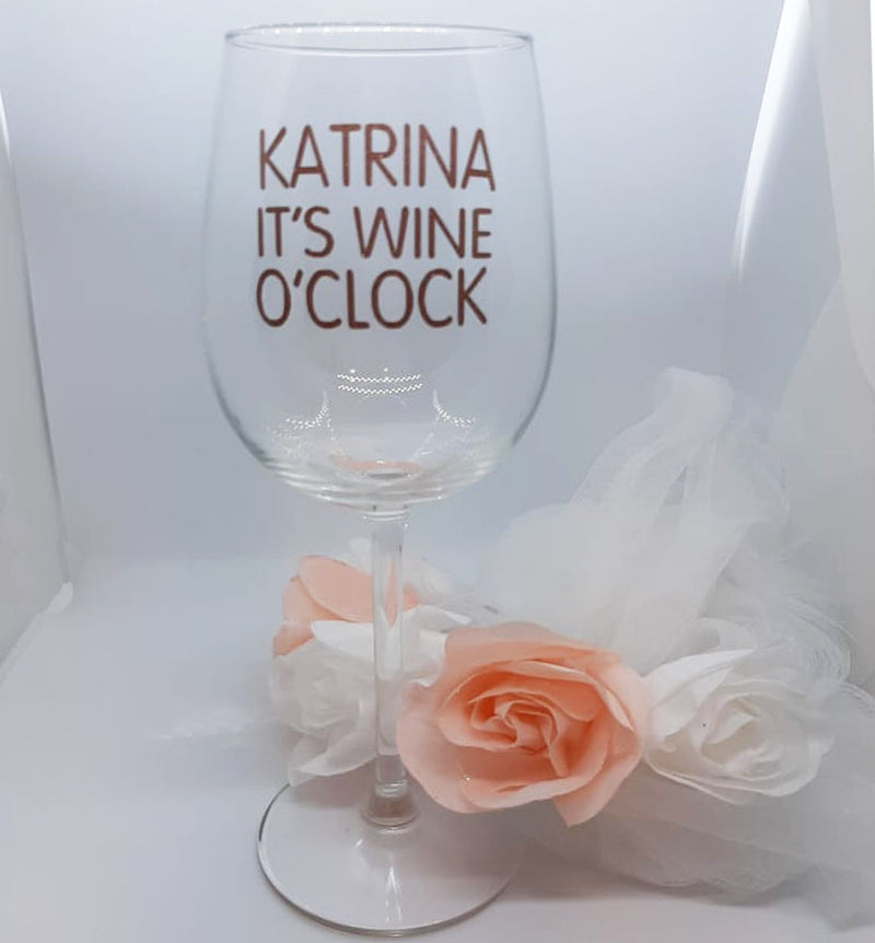 Personalised 'It's Wine o clock!' Wine glass